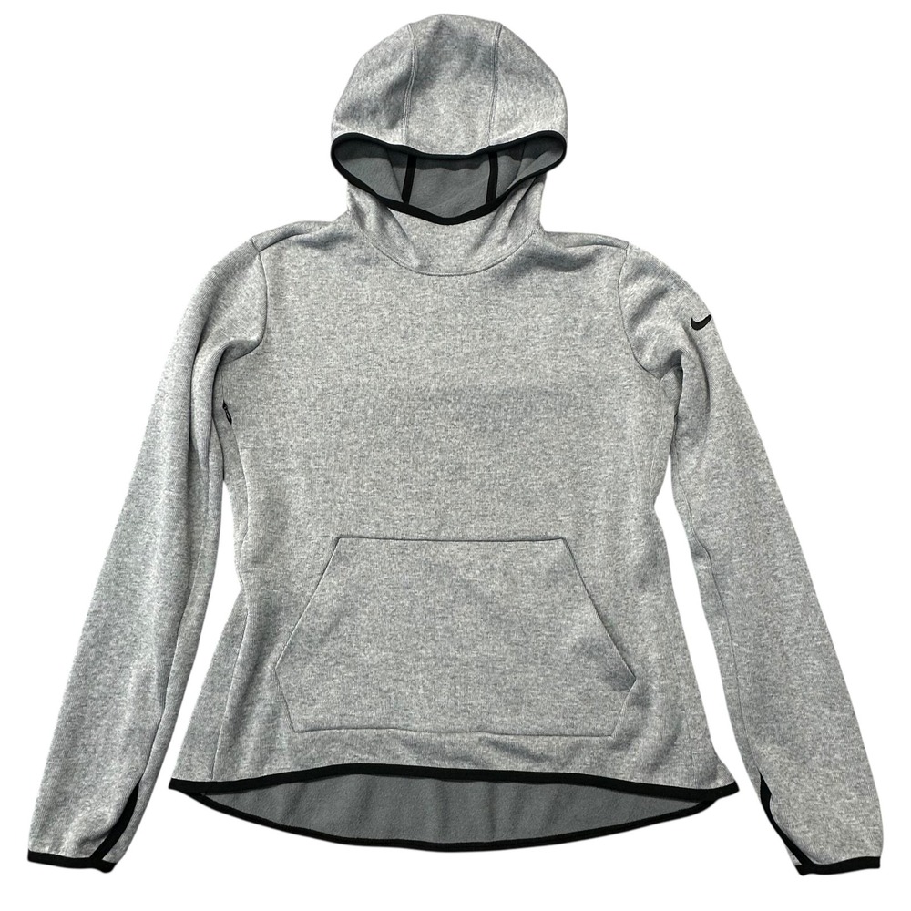 Nike Hoodie Womens Medium Gray Therma Pullover Fleece Thumbholes 803545-065